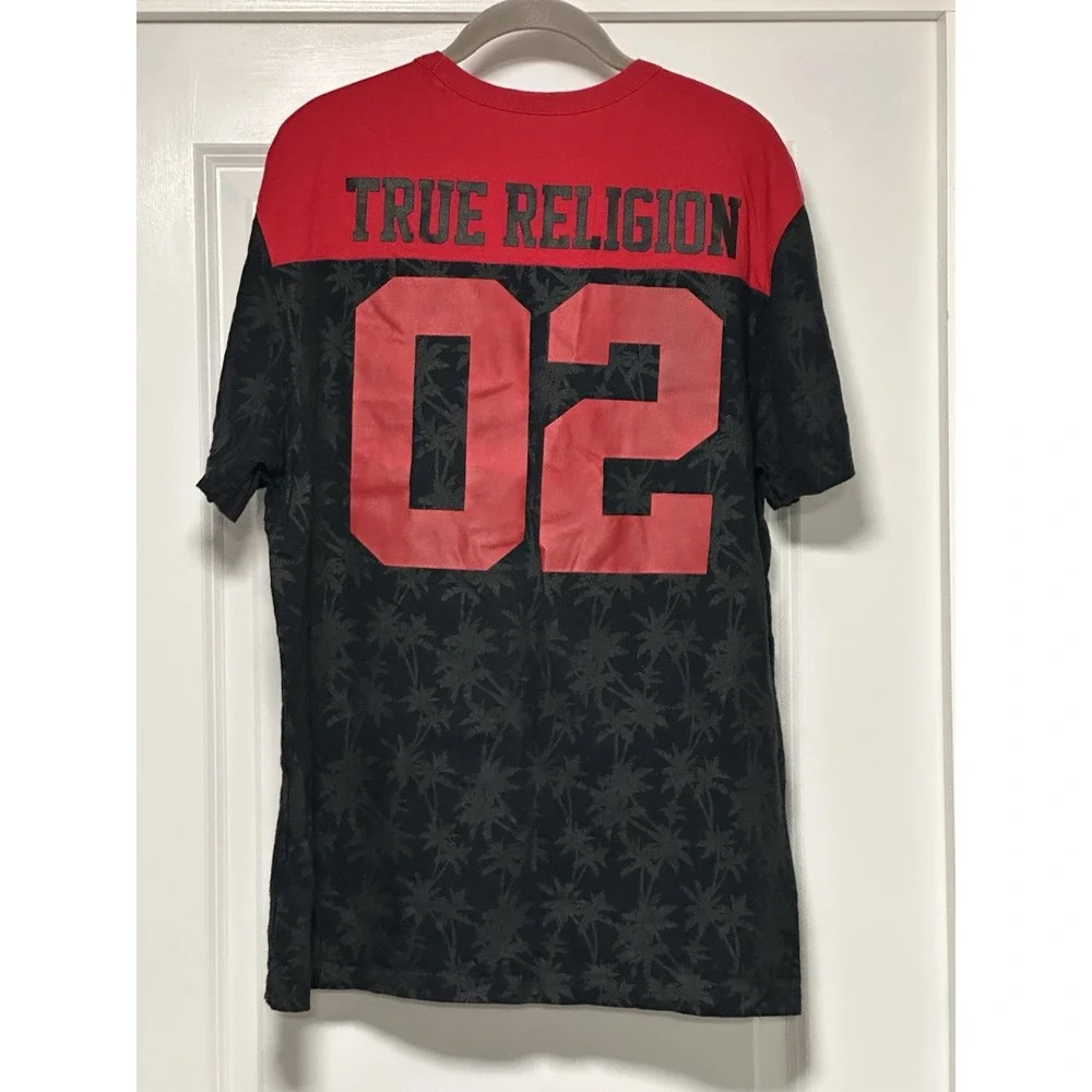 True Religion,‎ Mens Spellout Black Red Double Sided 02 Graphic T Shirt, XL